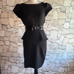 BCX Black Midi Dress with Statement Belt